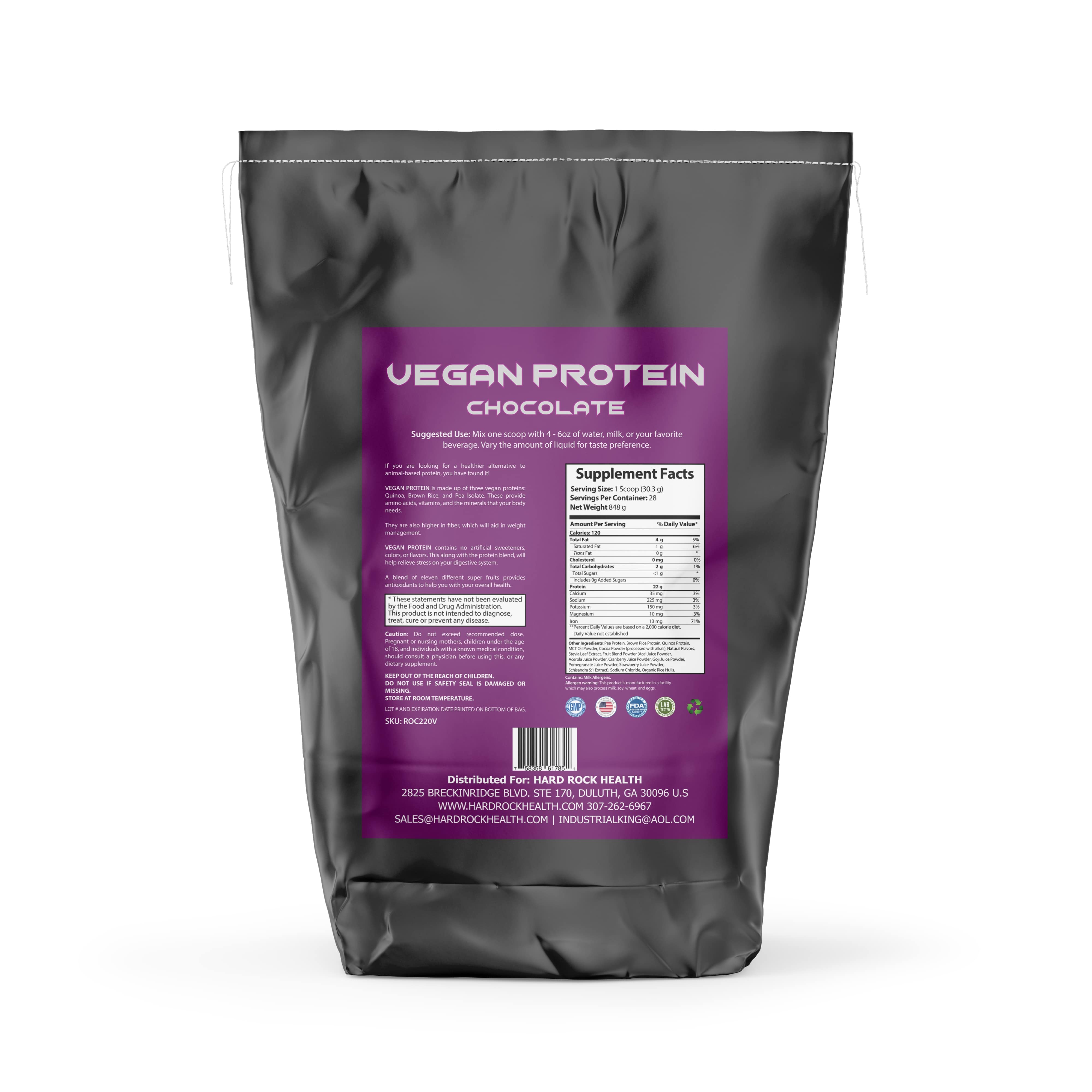 2lb Vegan 100% Pure Vegan Protein Chocolate - Primal Health & Beauty