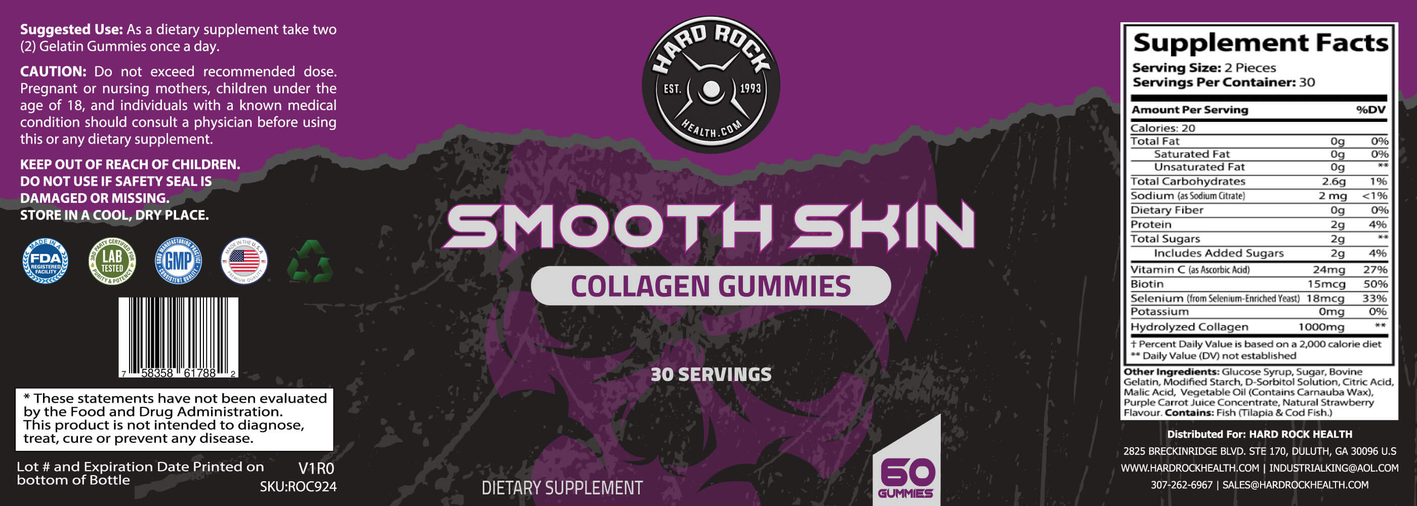 Smooth Skin Collagen Gummies With Vitamin C- 60 Gummies - Primal Health & Beauty