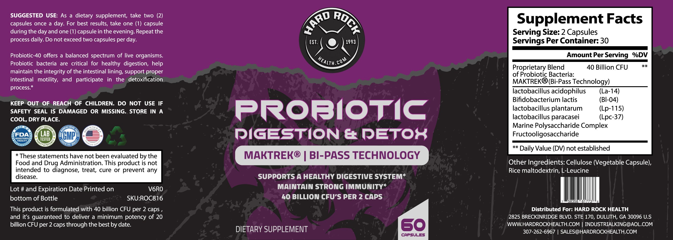 Probiotics: Digestion and Detox (40 Billion CFU) 60 Capsules - Primal Health & Beauty