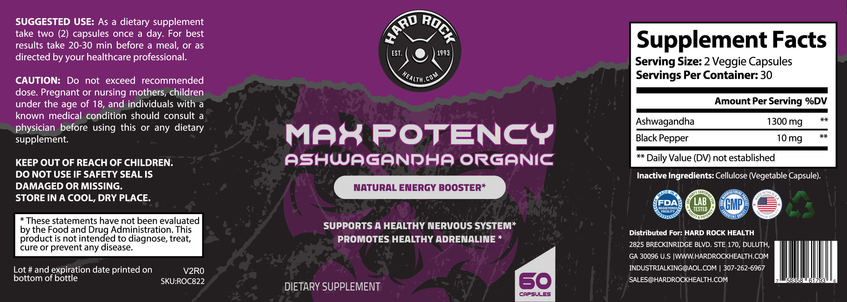 Max Potency Organic Ashwagandha- Natural Energy Booster - Primal Health & Beauty