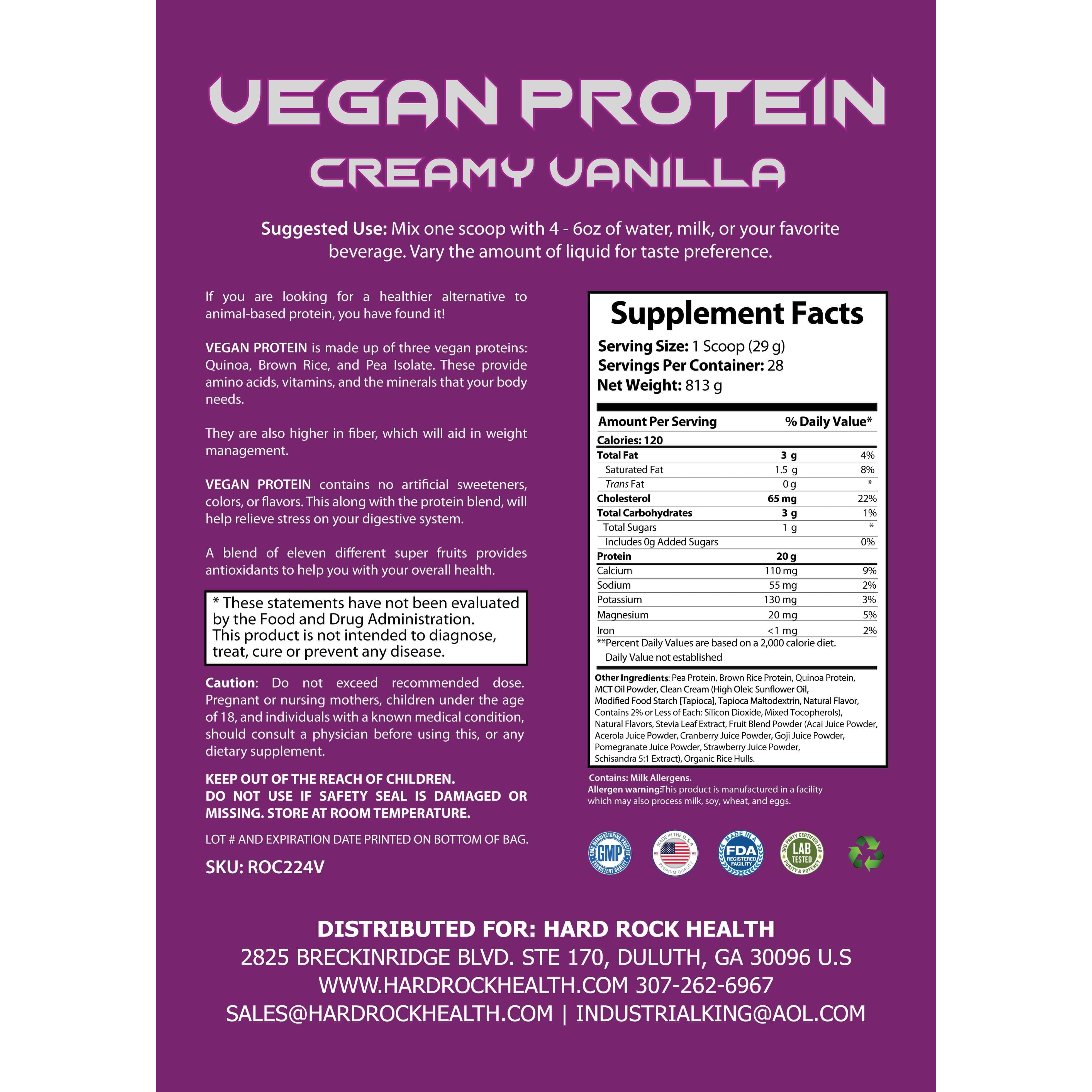 Organic Vegan Protein- Hard Rock Health® - Primal Health & Beauty