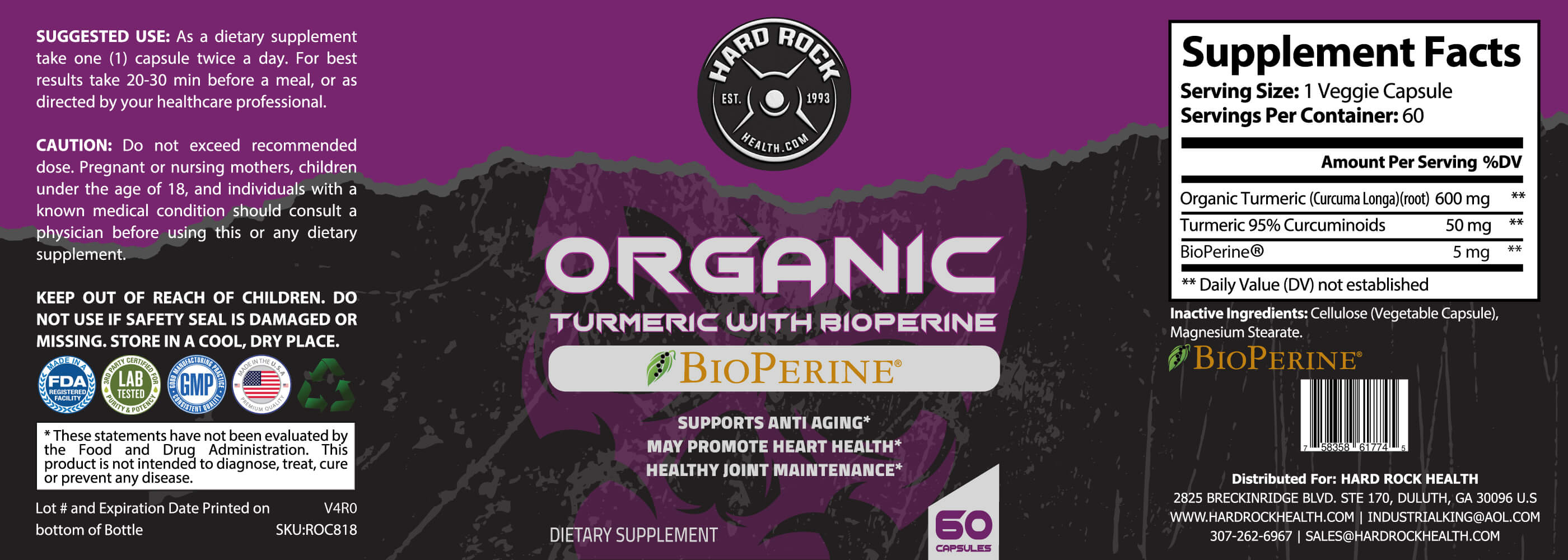 Turmeric With BioPerine - 650mg (100% Organic) - Primal Health & Beauty